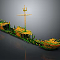 Wooden Ship Model Featuring Detailed Hull Mast And Frame Structure Design 3d model