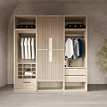 Modern Wooden Wardrobe Interior Design With Sliding Doors Hanging Areas And Drawers