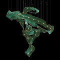 Modern Elegant Green Flowing Ribbon Chandelier With Illuminated Suspended Strips Design