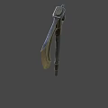 Medieval Battle Axe Featuring Wooden Handle Metal Blade Decorative Spikes And Green Gemstone