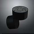 Black Cylindrical Furniture Pieces With White Top Hole Pattern And Line Design