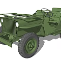 Green Military Style Utility Vehicle With Open Top And Off Road Tires