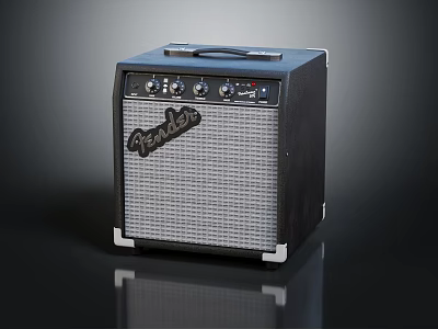 Fender Brand Audio Speaker With Control Knobs And Grille Panel Design 3d model