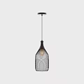 Modern Black Mesh Diamond Pattern Bottle Shaped Pendant Light with Illuminated Bulb 3d model