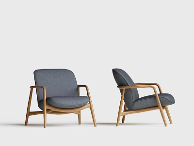 Modern Gray Accent Chairs with Wooden Frame for Living Room Decor 3d model