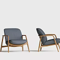 Modern Gray Accent Chairs with Wooden Frame for Living Room Decor