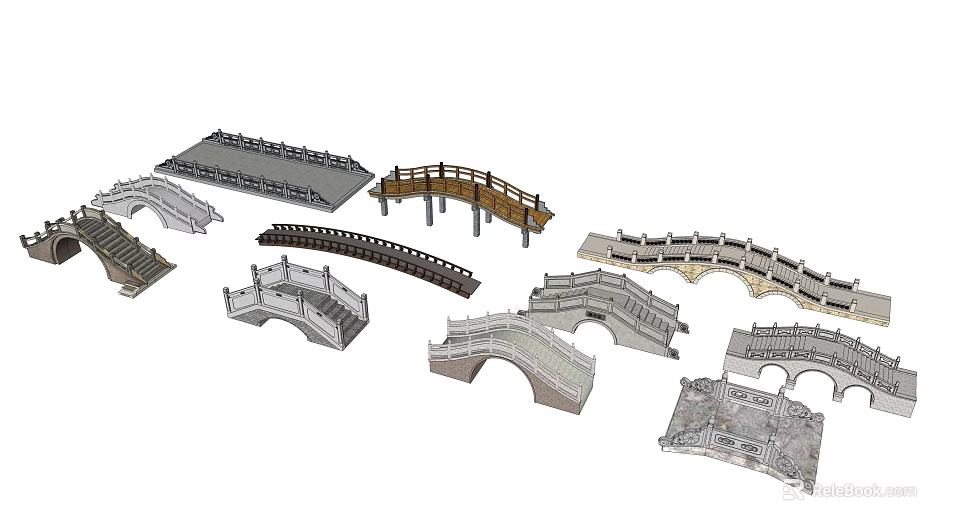 Various Bridge Models With Different Designs And Architectural Structures 3d model