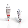 Detailed White And Red Fountain Pen Nibs With Textured Design Features