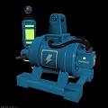 Blue Charge Equipment With Lightning Symbol Yellow Component Black Hose And Stable Base
