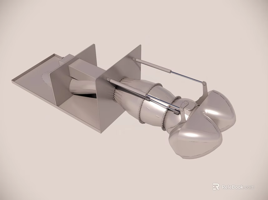 Stainless Steel Mechanical Component With Base Handle And Curved Parts 3d model 