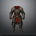 Medieval Warrior Battle Armor With Metallic Finish Red Lining And Golden Accents