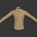 Beige Classic Coat With Collar Buttons And Front Pockets Design 3d model