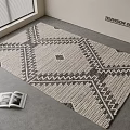 Square Rug With Black And White Geometric Patterns For Modern Home Decor 3d model