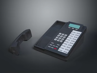 Classic Black Landline Phone With Keypad Display Screen Base And Detachable Handset 3d model