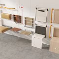 Modern Wall Mounted Home Storage Units With Various Designs And Materials 3d model