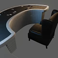 Modern Entertainment Table with Black Leather Chair Playing Cards and Chips