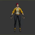 3D Game Character With Pink Hair Yellow Hoodie Dark Pants Yellow Boots And Gloves