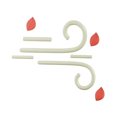 Decorative Plant Combination With Red Leaves And White Curved Stems 3d model