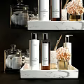 Luxury Bathroom Toiletries With Liquid Soap Bottles And Cotton Pads