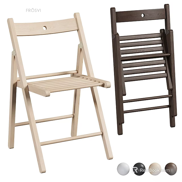 Wooden Folding Leisure Chair With Light And Dark Brown Design For Indoor Home Decoration 3d model 