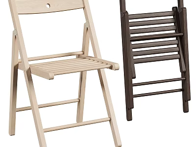 Wooden Folding Leisure Chair With Light And Dark Brown Design For Indoor Home Decoration 3d model