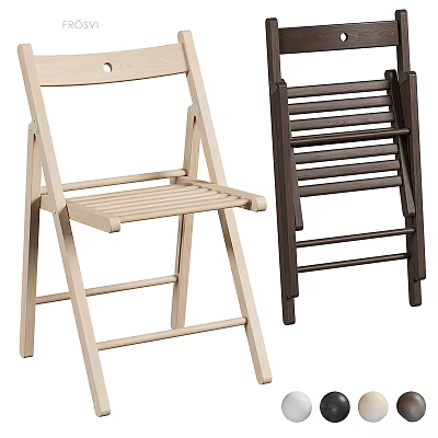 Wooden Folding Leisure Chair With Light And Dark Brown Design For Indoor Home Decoration 3d model