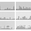 Decorative Wall Panel Design With City Skyline Silhouettes For Interior Decor 3d model
