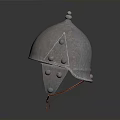 Ancient Metal Helmet As Protective Weapon With Riveted Design And Spiked Top