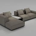 Modern Gray L Shaped Sectional Sofa With Cushions And Small Side Table 3d model