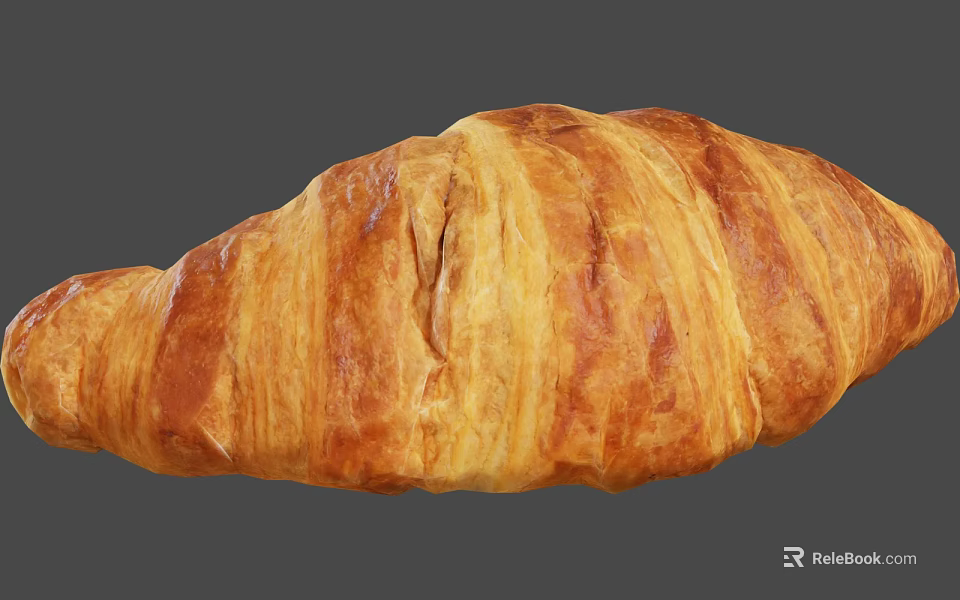 Golden Flaky Croissant Freshly Baked With Crispy Layers And Buttery Taste 3d model 