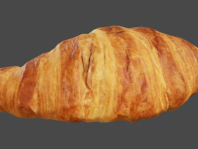 Golden Flaky Croissant Freshly Baked With Crispy Layers And Buttery Taste 3d model