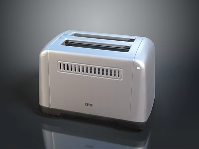 Two Slice Silver Toaster Electronic Appliance With Modern Design And Smooth Finish 3d model