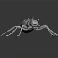 Flying Ant 3D Render With Gray Exoskeleton Long Legs And Reflection On Dark Surface 3d model