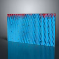 Blue Building Exterior Wall Panel With Black Dots Red Upper Part And Reflective Surface 3d model