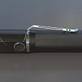 Black Metal Flashlight With Textured Grip And LED Bulb Design