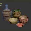 Handcrafted Clay Pottery Sculptures With Carved Patterns And Various Vessel Shapes