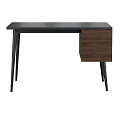 Modern Dressing Table With Black Top And Wooden Drawer Sleek Legs Design