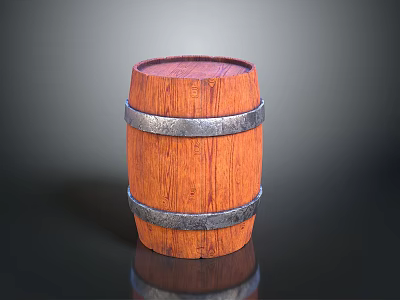 Classic Wooden Barrel With Natural Wood Texture And Metallic Hoops Design 3d model