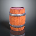 Classic Wooden Barrel With Natural Wood Texture And Metallic Hoops Design