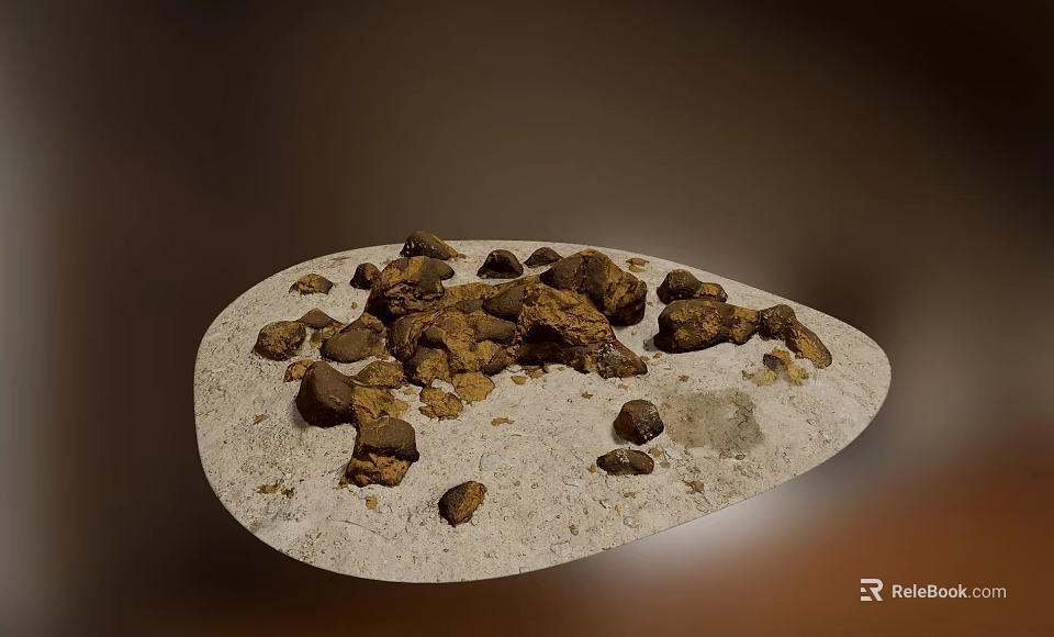 Natural Brown Lumps Placed on Light Colored Oval Tray with Dark Background 3d model 