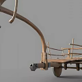Rustic Vintage Wooden Handcart With Spoked Wheels And Metal Hooks Details