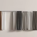 Various Colored Elegant Curtains In Brown White Grey Shades Hanging On Rod