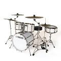 YAMAHA Complete Drum Set With White Shells Metal Hardware Cymbals And Black Throne 3d model