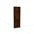 Antique Wooden Door with Diamond Inlay and Carved Decorative Panels