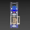 Industrial Mechanical Equipment With Golden Motor And Square Processing Unit On Black Stand