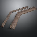 Outdoor Rustic Wooden Bridge Components With Railings And Plank Design
