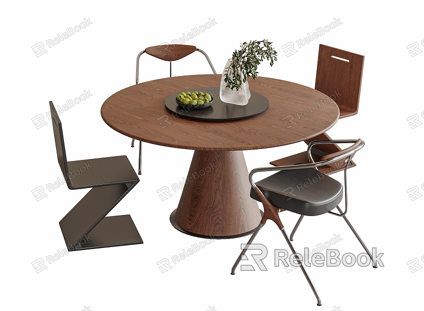 Modern Dining Table and Chair Combination Round Dining Table Dining Chair Single Chair model