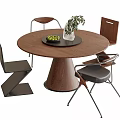 Modern Dining Table and Chair Combination Round Dining Table Dining Chair Single Chair 3d model