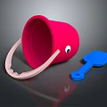 Colorful Children Storage Furniture With Red Bucket And Blue Shovel Accessory