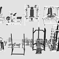 Diverse Gym Fitness Equipment Collection With Barbell Racks Squat Benches And Dumbbell Sets
